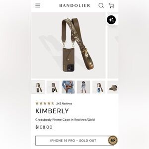 NWT Bandolier Realtree/Gold Crossbody Phone Case 14 pro